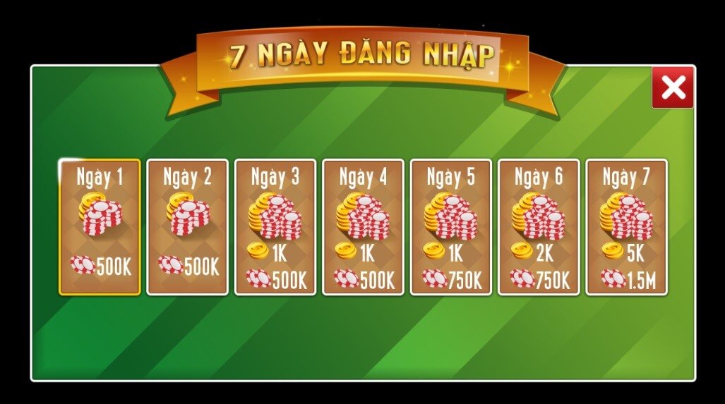 [Event Game Bai] - Đăng Nhập 7 Ngày - Nhận Ngay 10.000 Xu